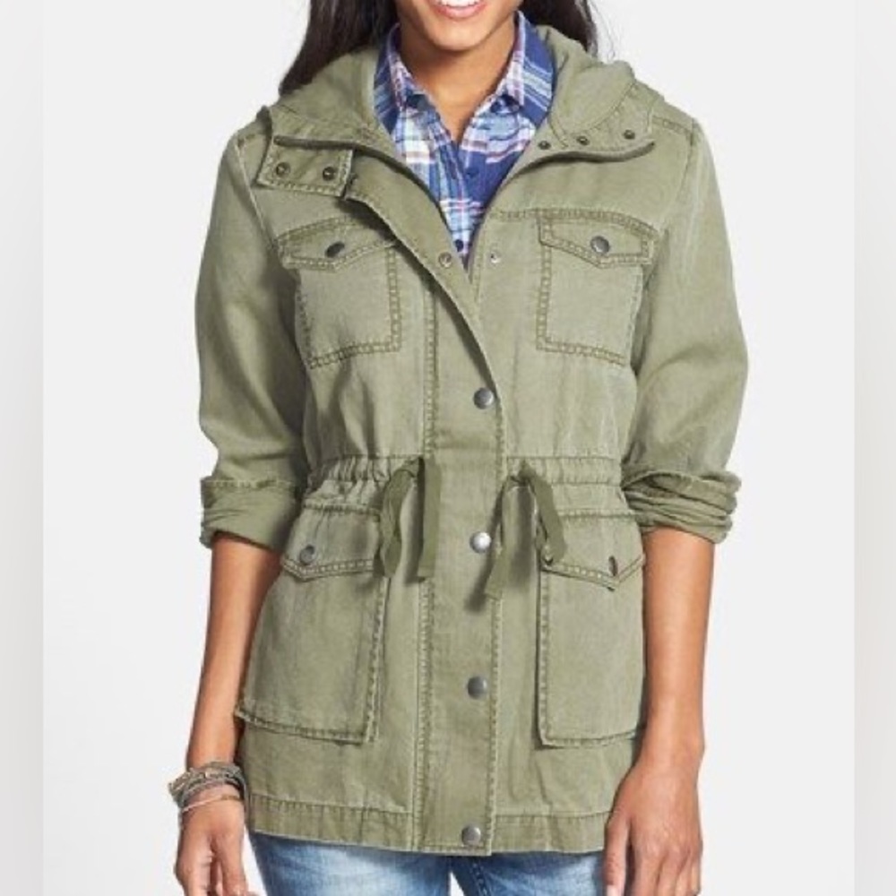 New BP. Hooded Field Military Jacket Olive Women’s Size Small